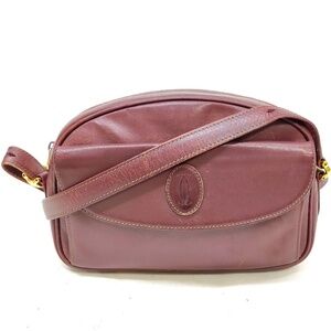 Authentic Cartier Bordeaux Leather Shoulder Bag